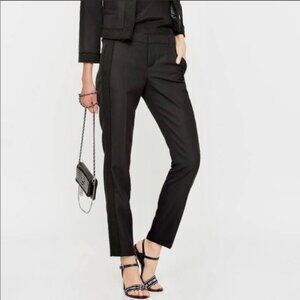 ZADIG & VOLTAIRE 100% WOOL TUXEDO STRIPE PRUNE BANDS TAPERED TROUSER PANT sz 34
